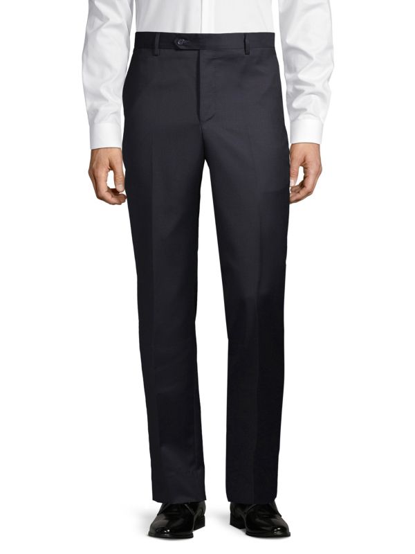 Saks Fifth Avenue Classic Fit Flat-Front Wool Dress Pants